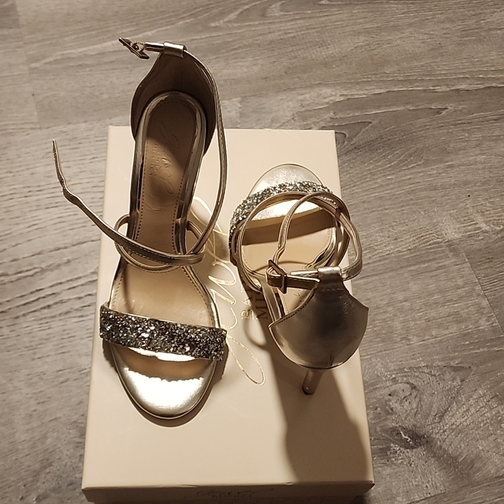 Jewel by Badgley Mischka Gold Strappy Heels